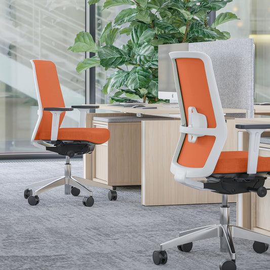 SURF Sedia oscillante per ufficio | Meccanica sincrona, braccioli 3D, arancione / giallo-arancio