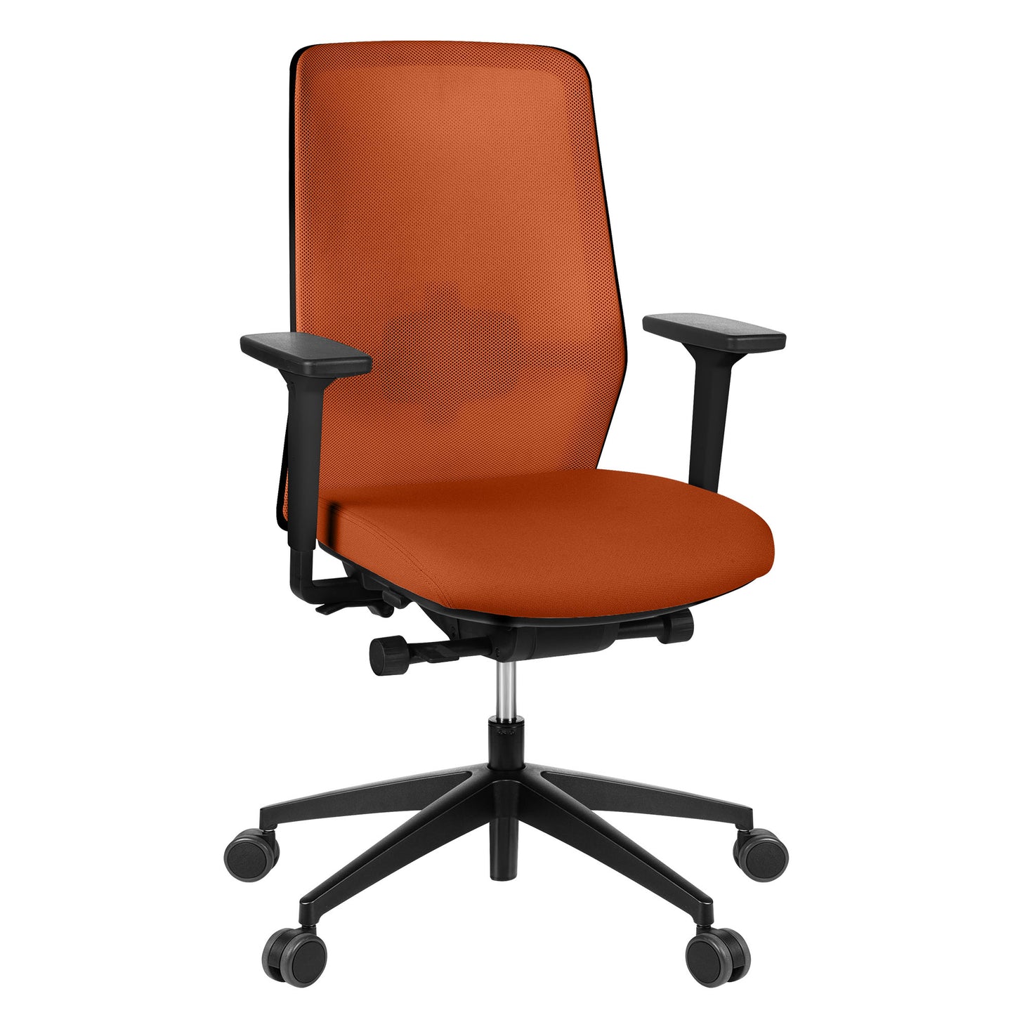 SURF Bürodrehstuhl | Synchronmechanik, 3D-Armlehnen, Orange / Gelb-Orange