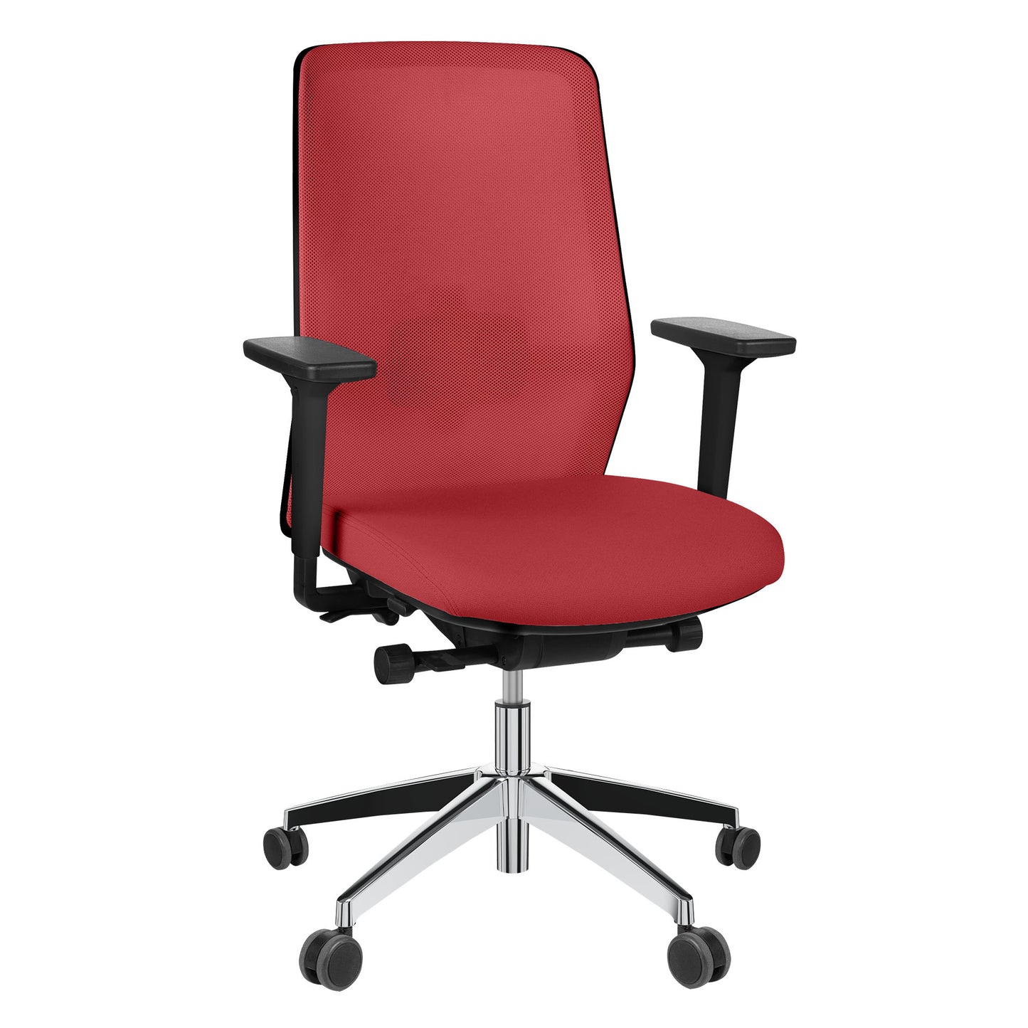 SURF Sedia oscillante per ufficio | Meccanici sincroni, braccioli 3D, rosso / rosso fuoco