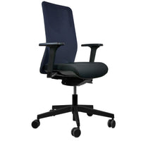 Chaise pivotante de bureau WIND | Dossier résille gris-bleu, assise noire