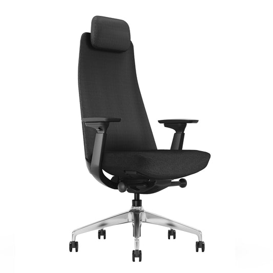 Chaise pivotante de bureau YUCAN | Accoudoirs 4D, mécanisme synchrone, appui-tête en option, noir