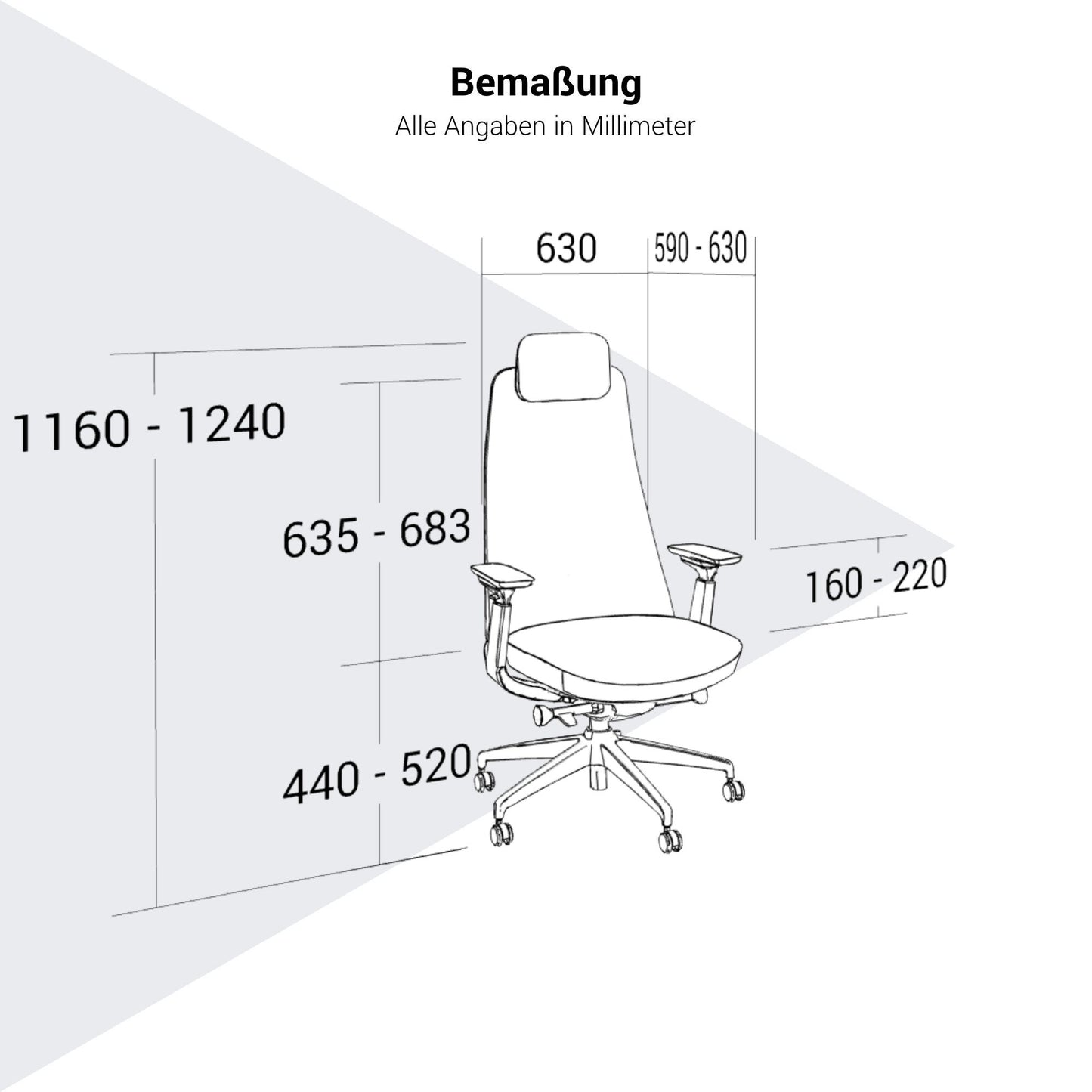 YUCAN Bürodrehstuhl | 4D-Armlehnen, Synchronmechanik, Silbergrau