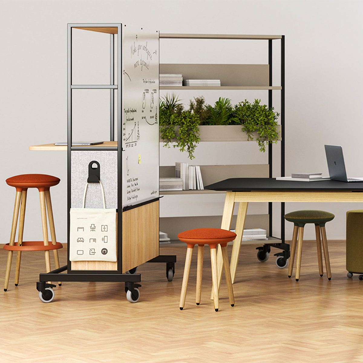 CANNIE Sitzhocker | Sitzhöhe 500 – 790 mm, Massivholz-Gestell