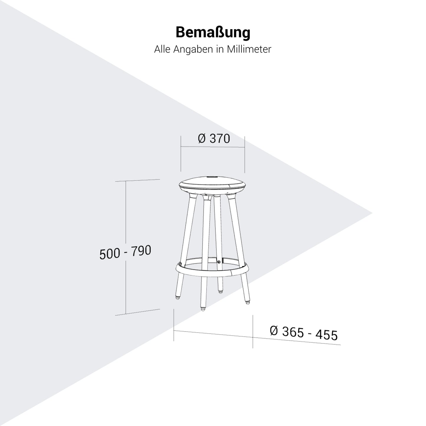 CANNIE Sitzhocker | Sitzhöhe 500 – 790 mm, Massivholz-Gestell