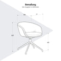 Sedia da conferenza CHARLIE | Base a 4 gambe, girevole, braccioli fissi - 6 Thumbnail Image