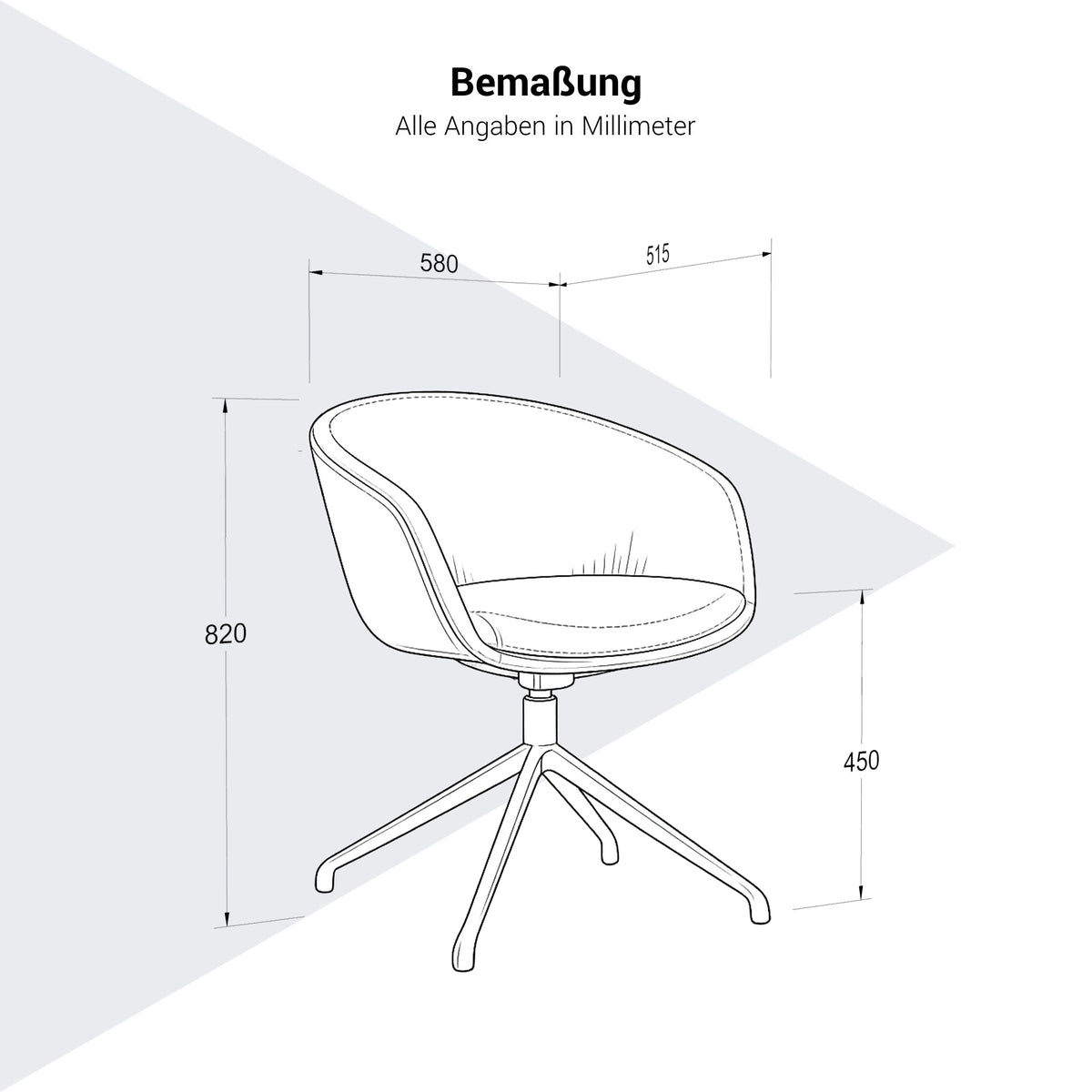 Sedia da conferenza CHARLIE | Base a 4 gambe, girevole, braccioli fissi - 6 Lightbox Main Image