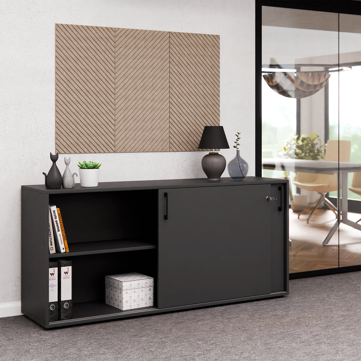 Armadio con ante scorrevoli CHOICE | 2 OH, 1600 x 740 mm, antracite - 2 Lightbox Main Image