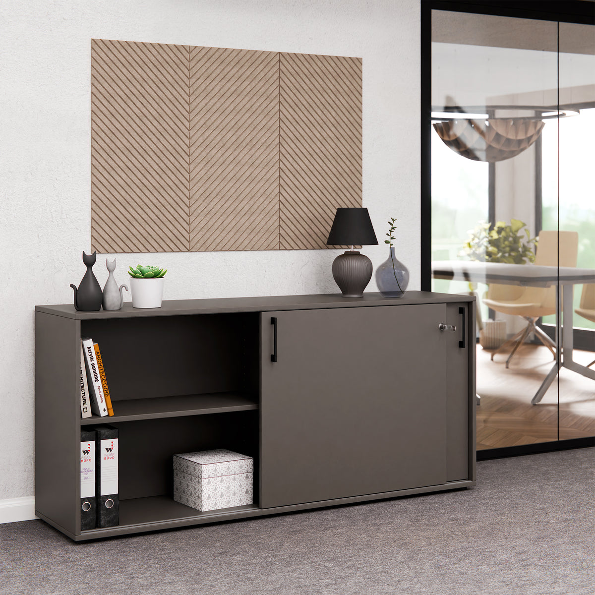 CHOICE sliding door wardrobe | 2 OH, 1600 x 740 mm, Cubanite gray - 2 Lightbox Main Image