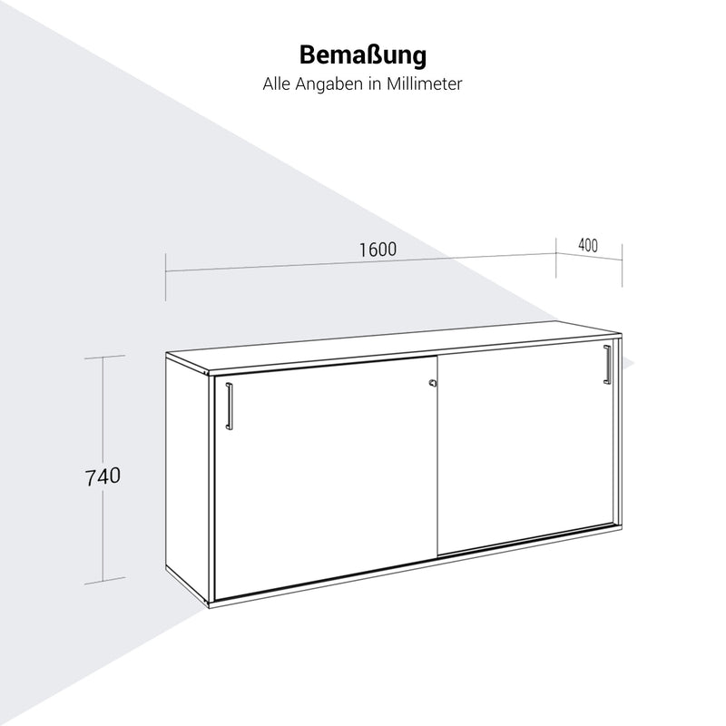 Armadio con ante scorrevoli CHOICE | 2 OH, 1600 x 740 mm, grigio perla - 11 Main Image