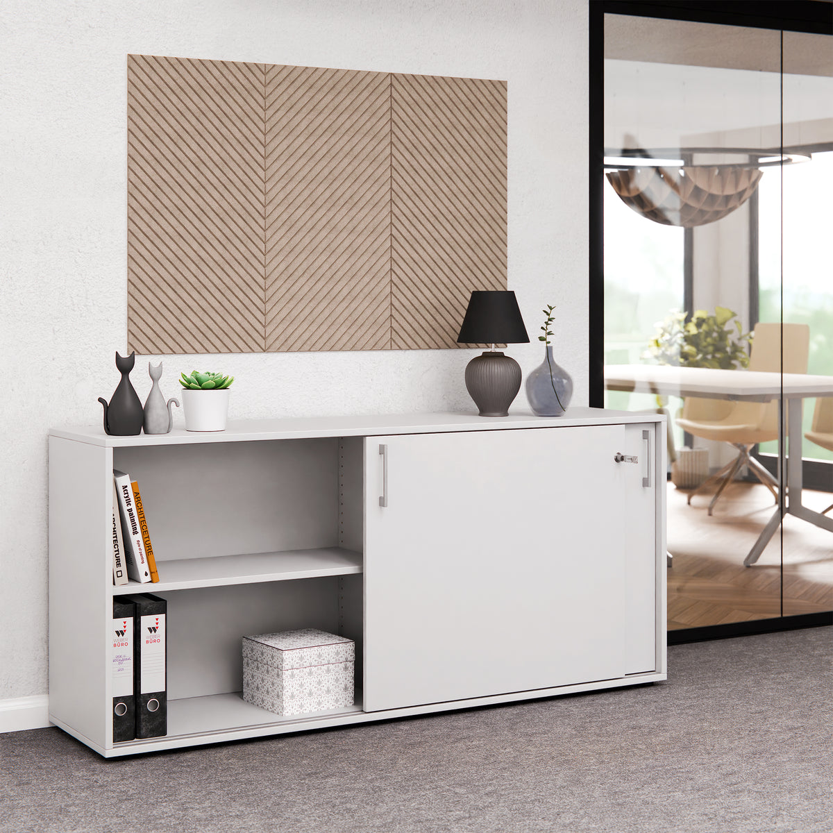 Armadio con ante scorrevoli CHOICE | 2 OH, 1600 x 740 mm, grigio perla - 2 Lightbox Main Image