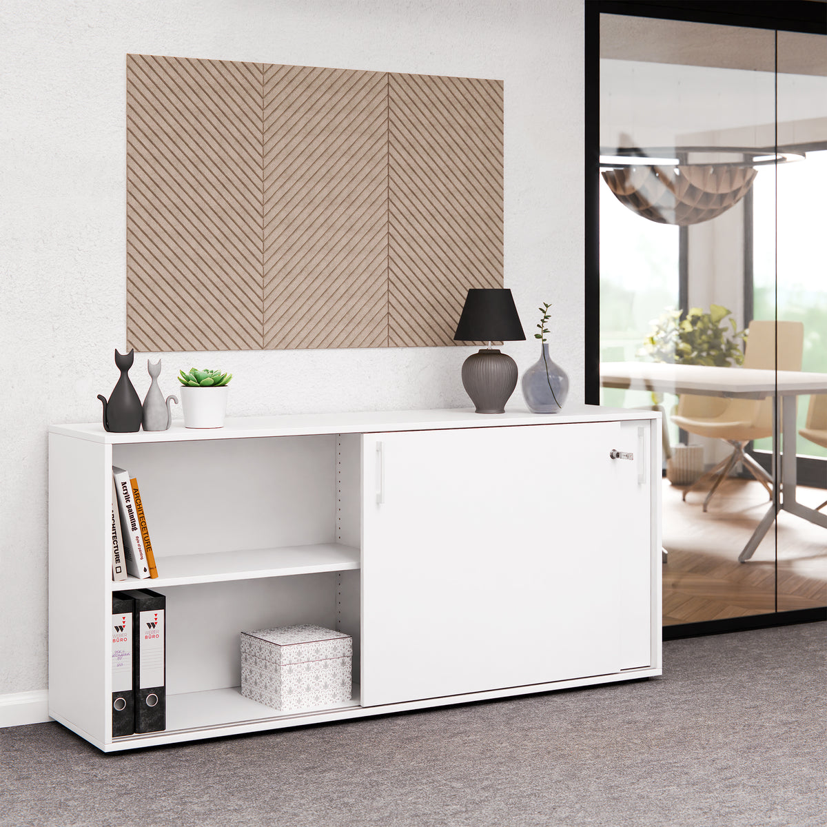 Armoire à portes coulissantes CHOICE | 2 OH, 1600 x 740 mm, blanc - 2 Lightbox Main Image
