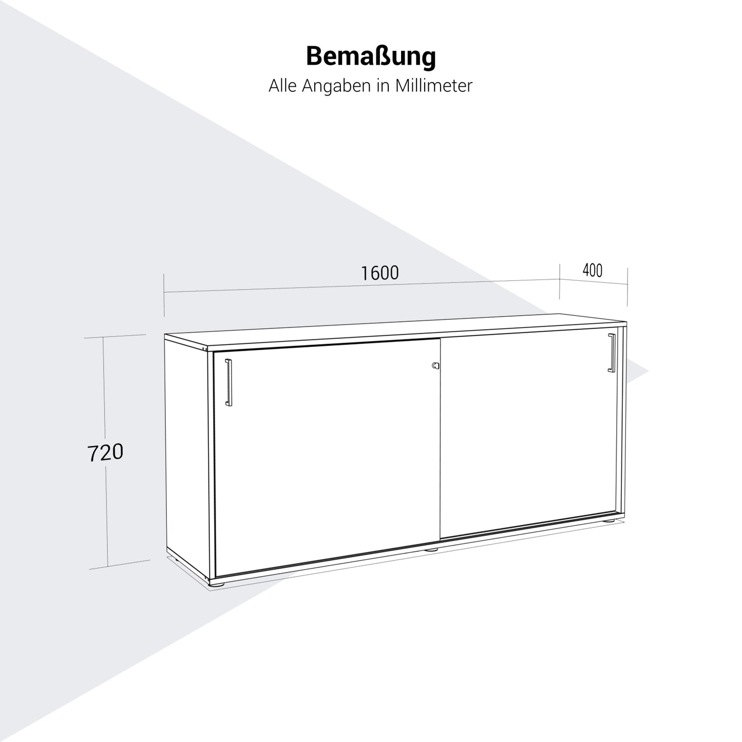 CHOICE Schiebetürenschrank | 2 OH, 1600 x 740 mm, Weiß