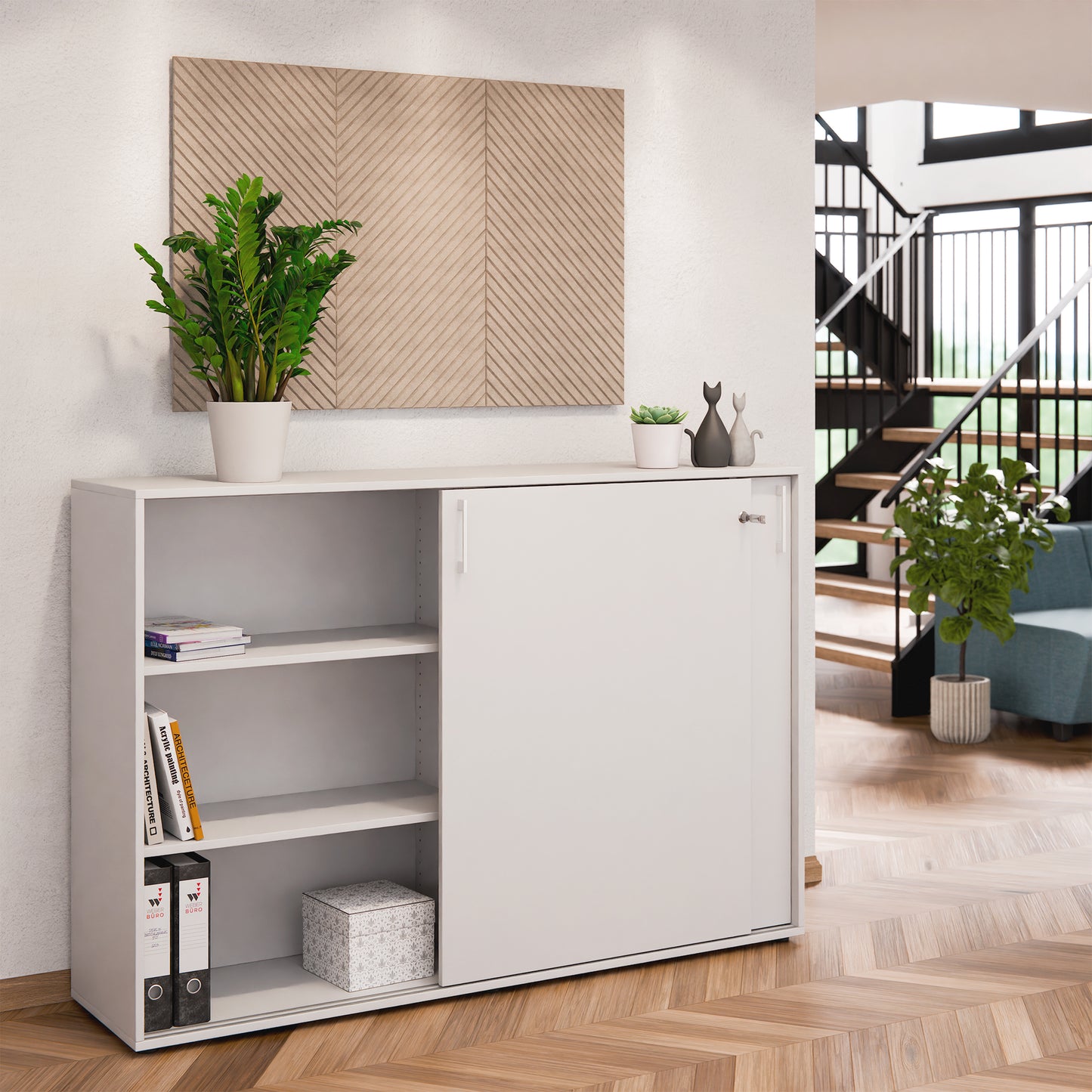 Armoire à portes coulissantes CHOICE | 3 OH, 1600 x 1095 mm, gris perle
