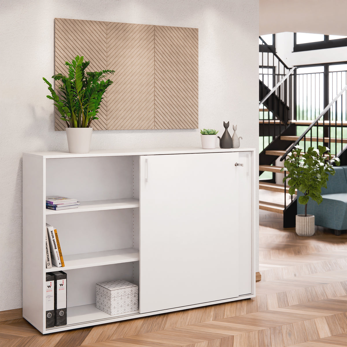 Armoire à portes coulissantes CHOICE | 3 OH, 1600 x 1095 mm, blanc - 2 Lightbox Main Image
