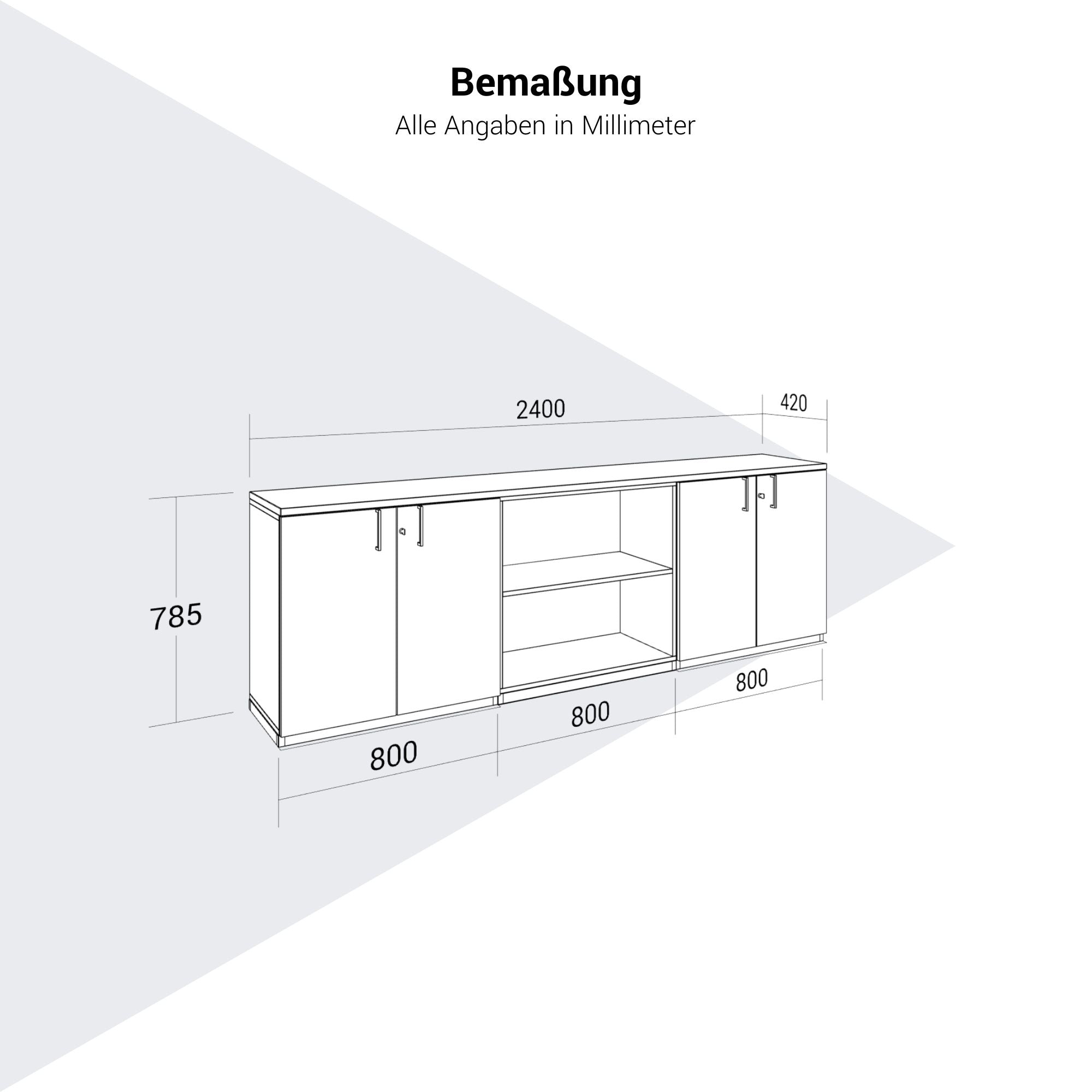 CHOICE Cupboard set | 2OH, 2400 x 785 mm, sand ash