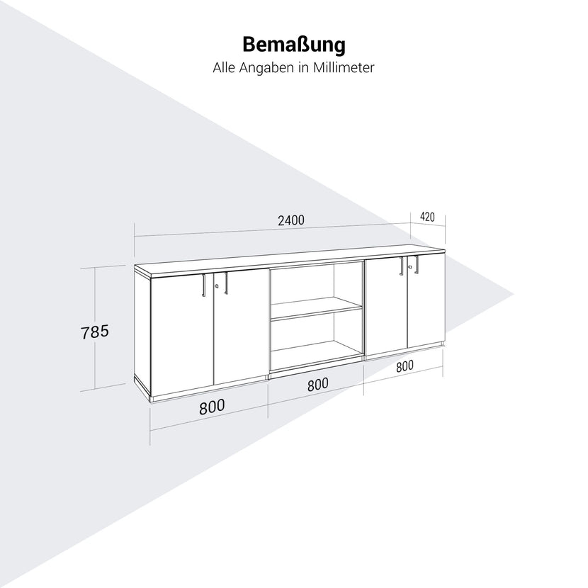 CHOICE Cupboard set | 2OH, 2400 x 785 mm, sand ash