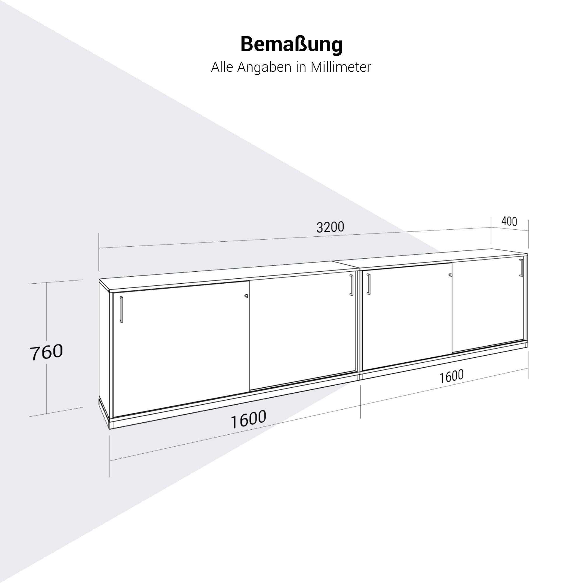 CHOICE Ensemble de placards | 2OH, 3200 x 760 mm, gris cubanite