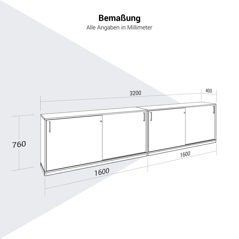 CHOICE Ensemble de placards | 2OH, 3200 x 760 mm, gris cubanite