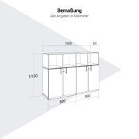 CHOICE Schrankset | 3OH, 1600 x 1130 mm, Nordeiche grau