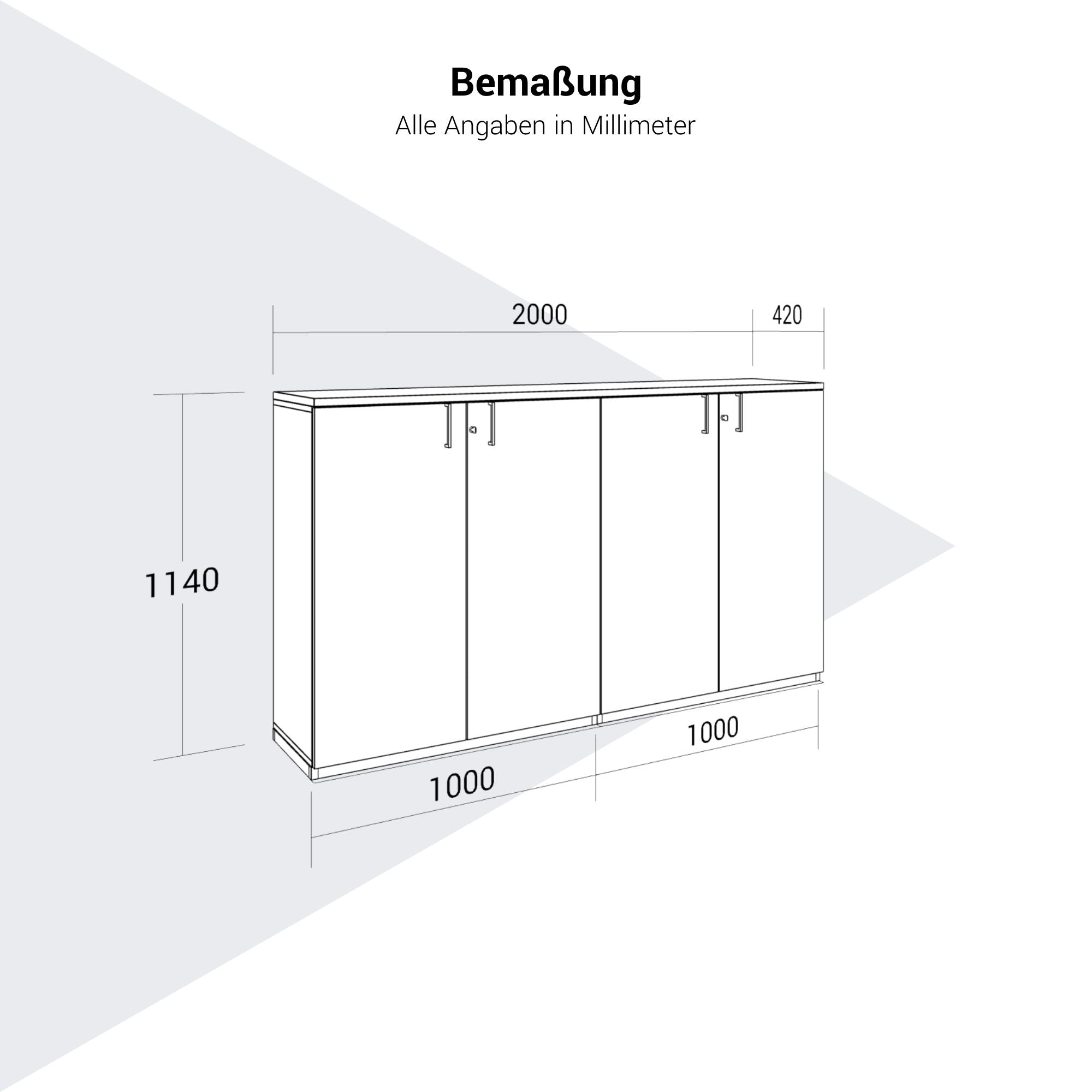 CHOICE Schrankset | 3OH, 2000 x 1140 mm, Nordeiche grau