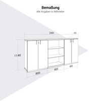 CHOICE Schrankset | 3OH, 2400 x 1140 mm, Nordeiche grau