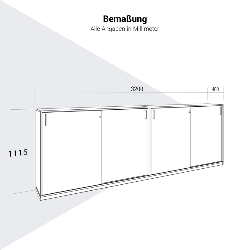 CHOICE Ensemble de placards | 3OH, 3200 x 1115 mm, gris cubanite