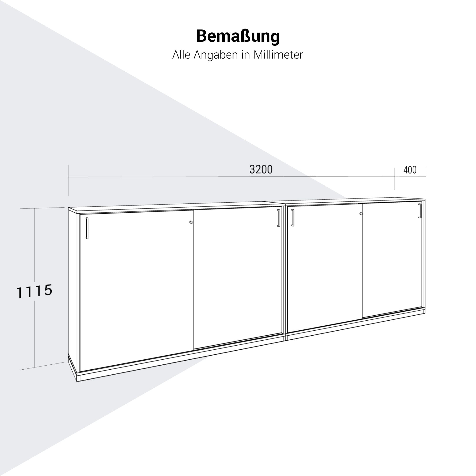 CHOICE Ensemble de placards | 3OH, 3200 x 1115 mm, North Oak Gray