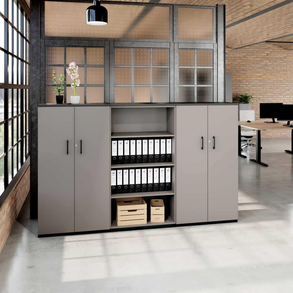 CHOICE Parete attrezzata | 4 OH, 2400 x 1490 mm, grigio cubanite  - 2 Lightbox Main Image