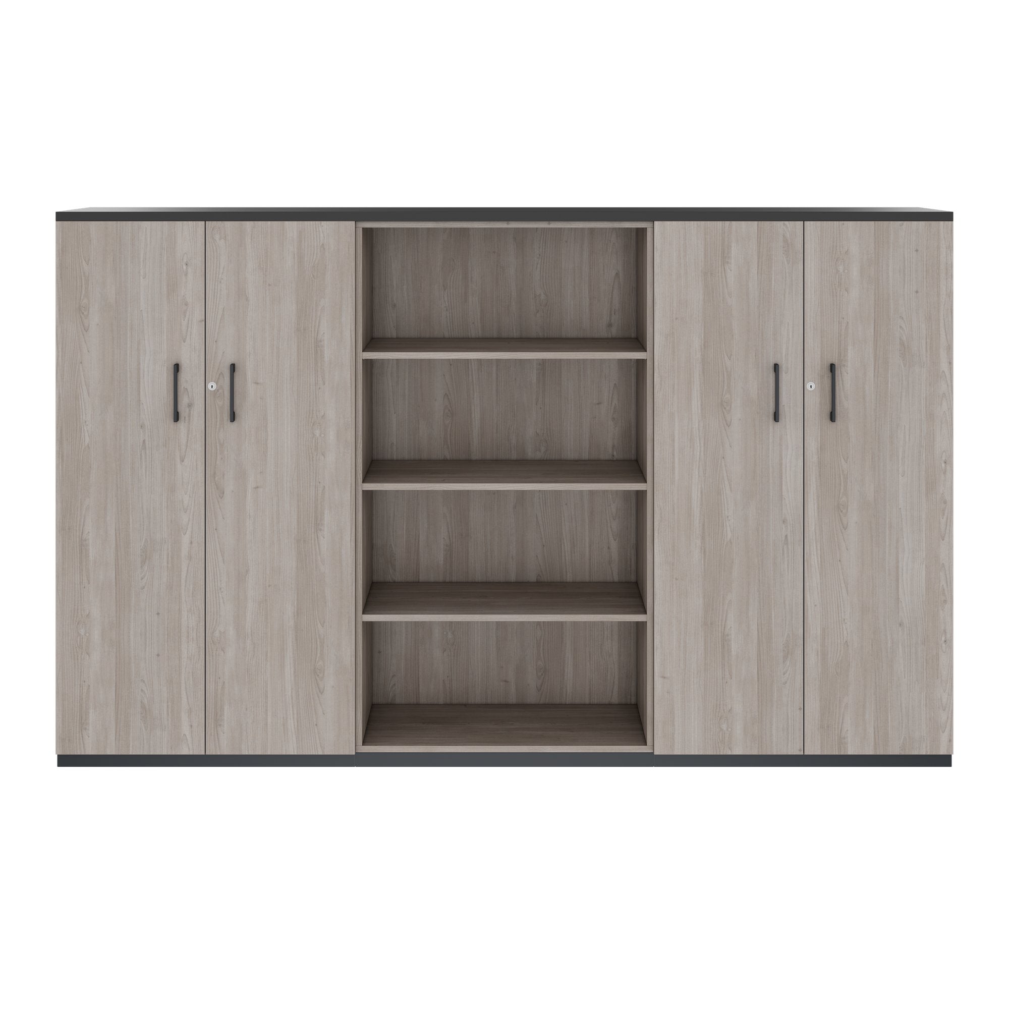 CHOICE Schrankwand | 4OH, 2400 x 1490 mm, Nordeiche grau