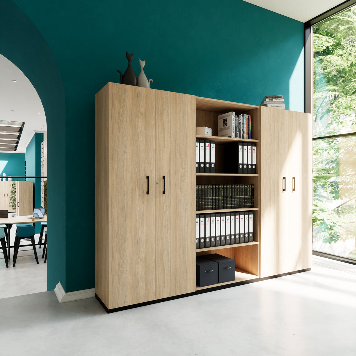 CHOICE Storage wall | 5 OH, 2400 x 1820 mm, Amber Oak  - 2 Lightbox Main Image
