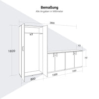 CHOICE Schrankwand | 5OH, 2800 x 1780 mm, Weiss