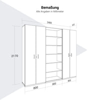 CHOICE Schrankwand | 6OH, 2400 x 2170 mm, Nordeiche grau