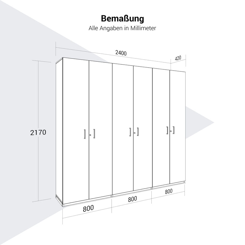 CHOICE Schrankwand | 6OH, 2400 x 2170 mm, Sandesche
