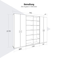 CHOICE Schrankwand | 6OH, 2800 x 2170 mm, Bernsteineiche