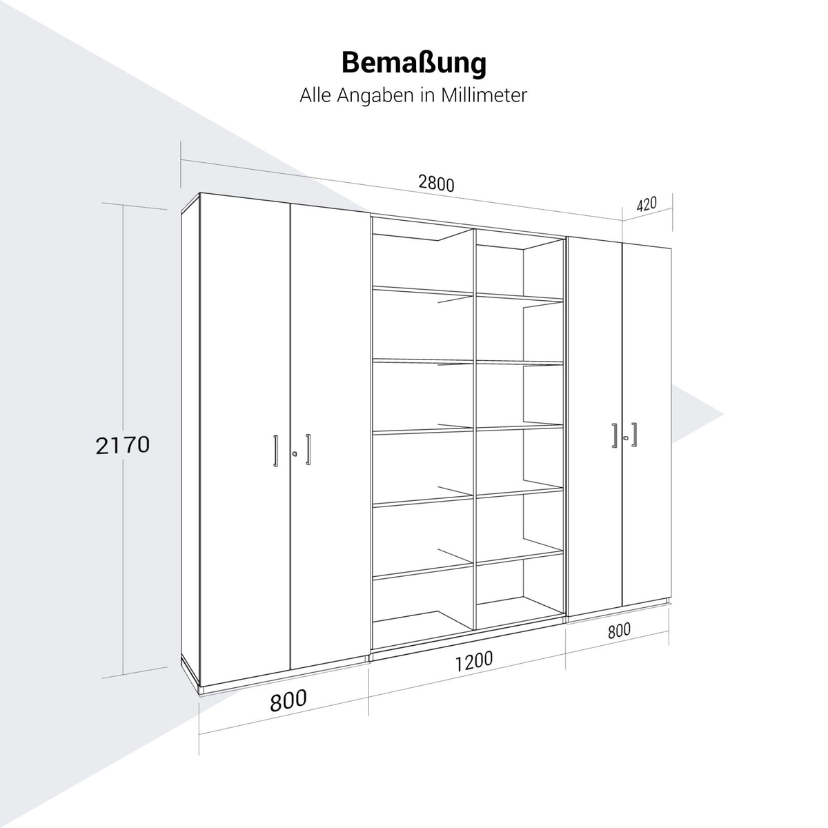 CHOICE Schrankwand | 6OH, 2800 x 2170 mm, Nordeiche grau - 10 Lightbox Main Image