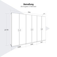 CHOICE Schrankwand | 6OH, 3000 x 2170 mm, Nordeiche grau