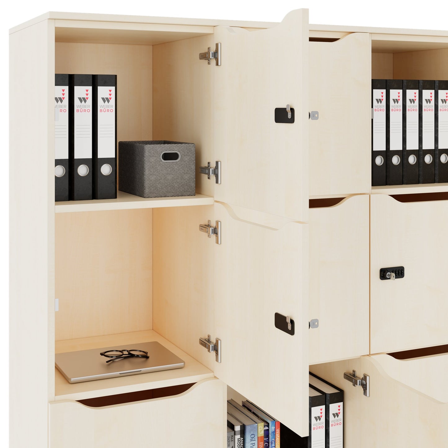 Armadietto CHOICE | 1353 x 1836 mm, 12 scomparti, acero