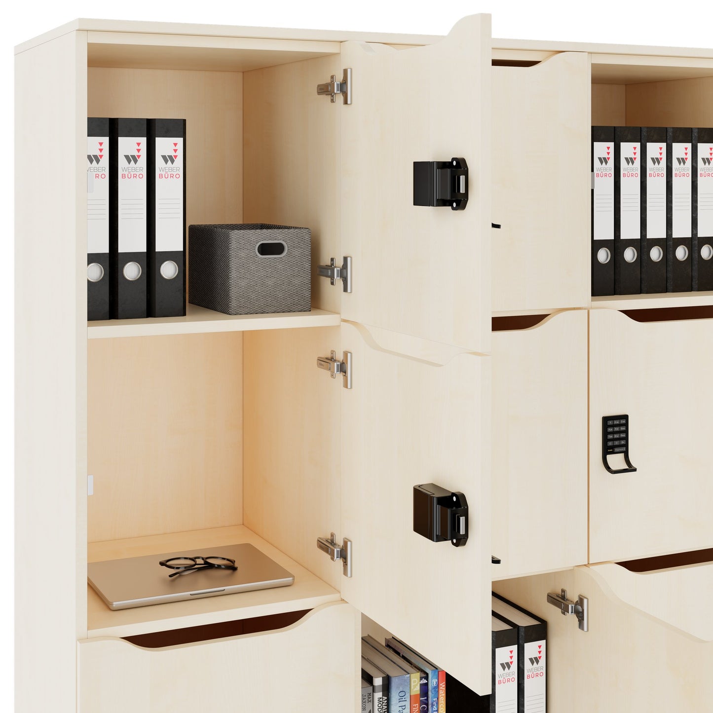 Armadietto CHOICE | 1353 x 1836 mm, 12 scomparti, acero