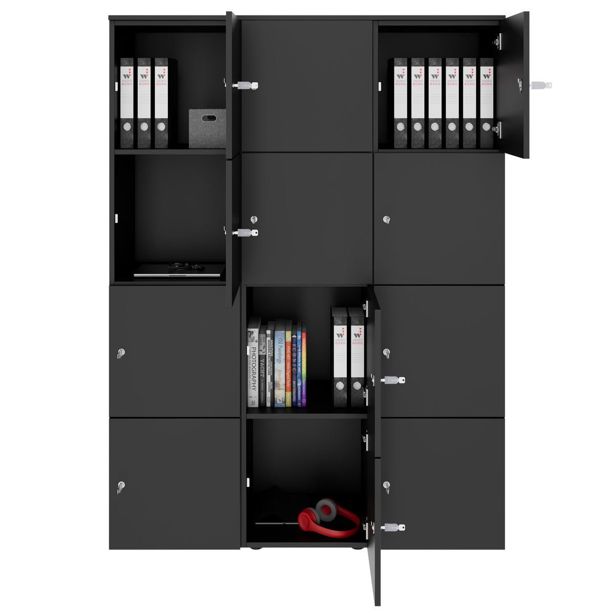 Armoire CHOICE | 1353 x 1836 mm, 12 casiers, anthracite - 2 Lightbox Main Image