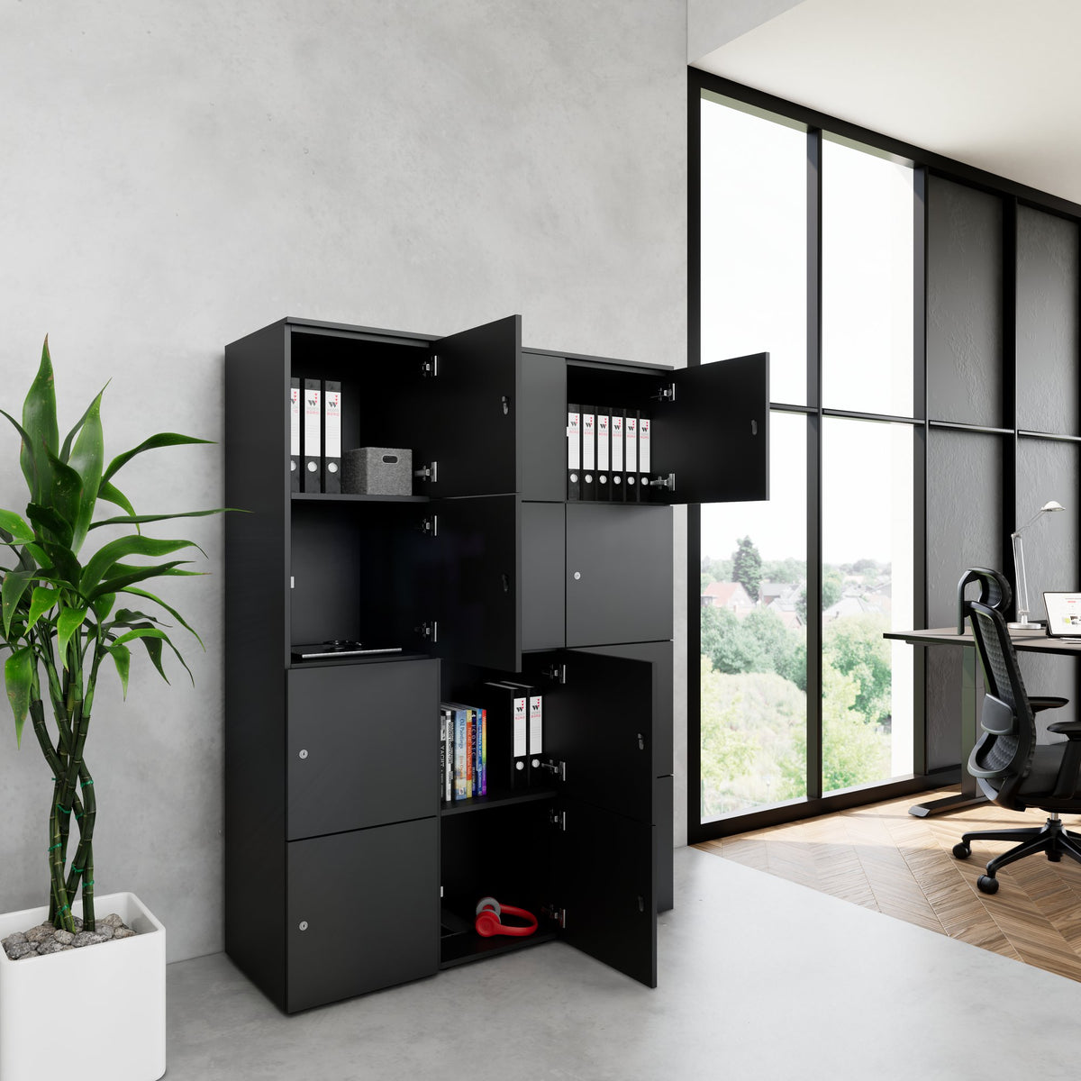 Armoire CHOICE | 1353 x 1836 mm, 12 casiers, anthracite - 8 Lightbox Main Image