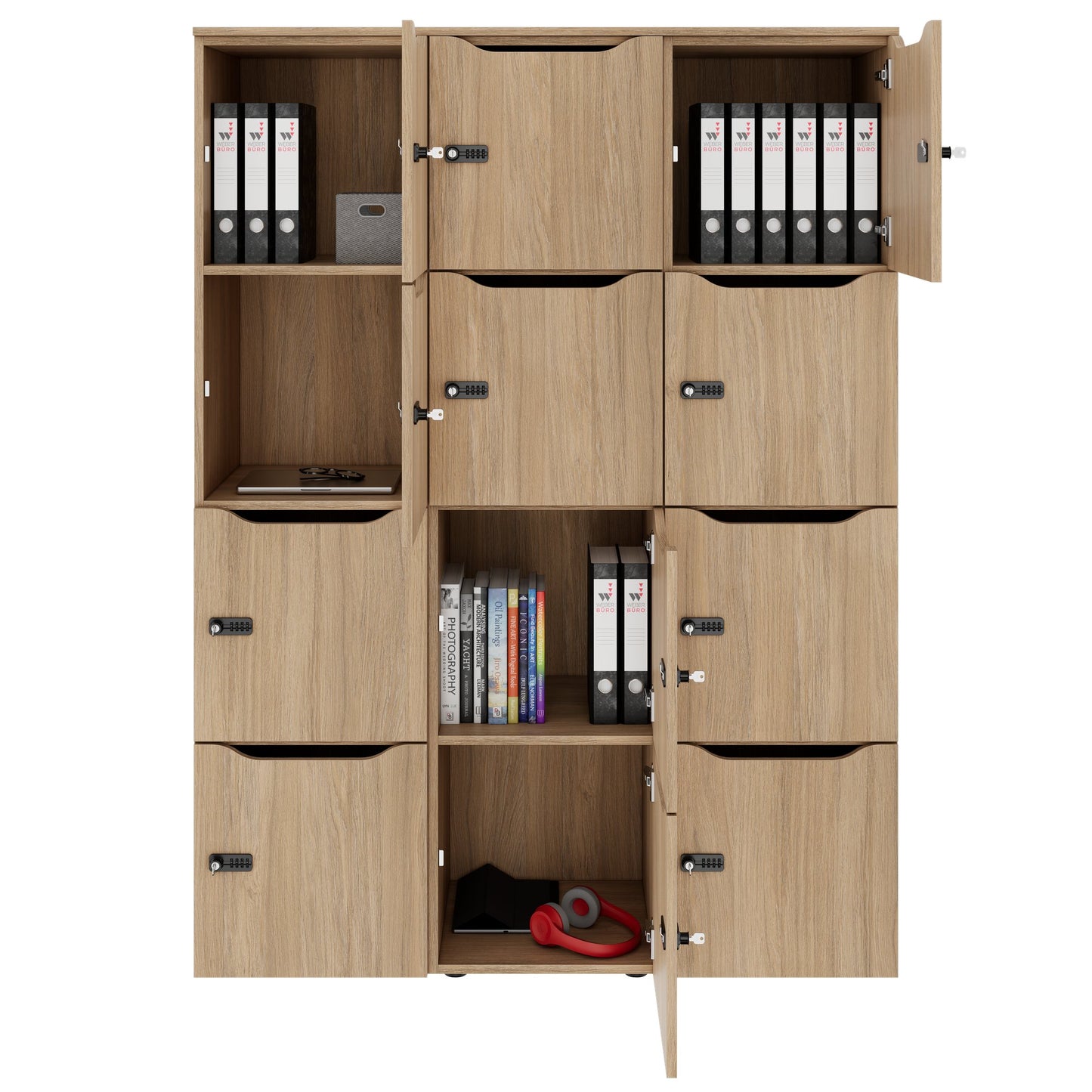 CHOICE Spind | 1353 x 1836 mm, 12 Schließfächer, Bernsteineiche
