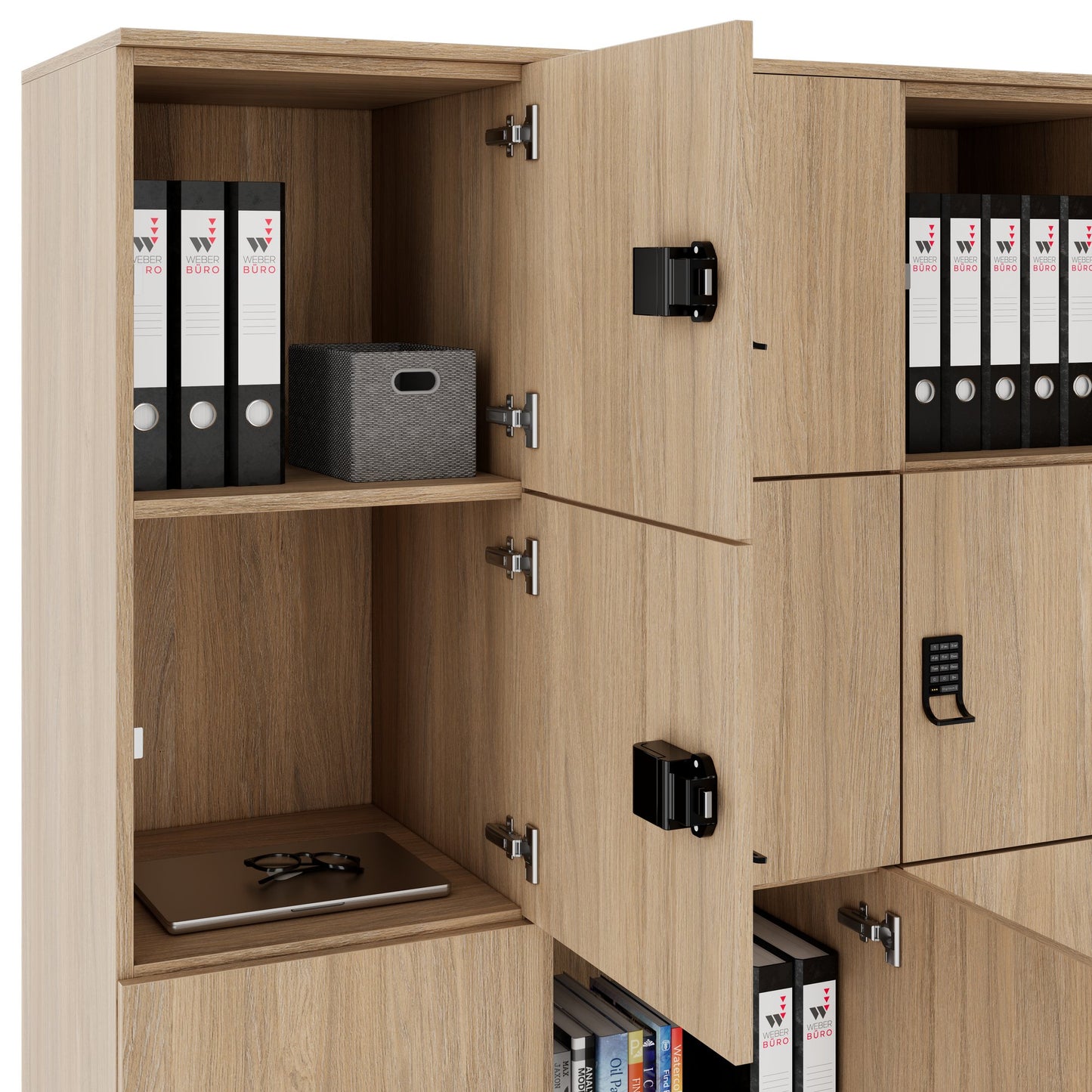 CHOICE Spind | 1353 x 1836 mm, 12 Schließfächer, Bernsteineiche