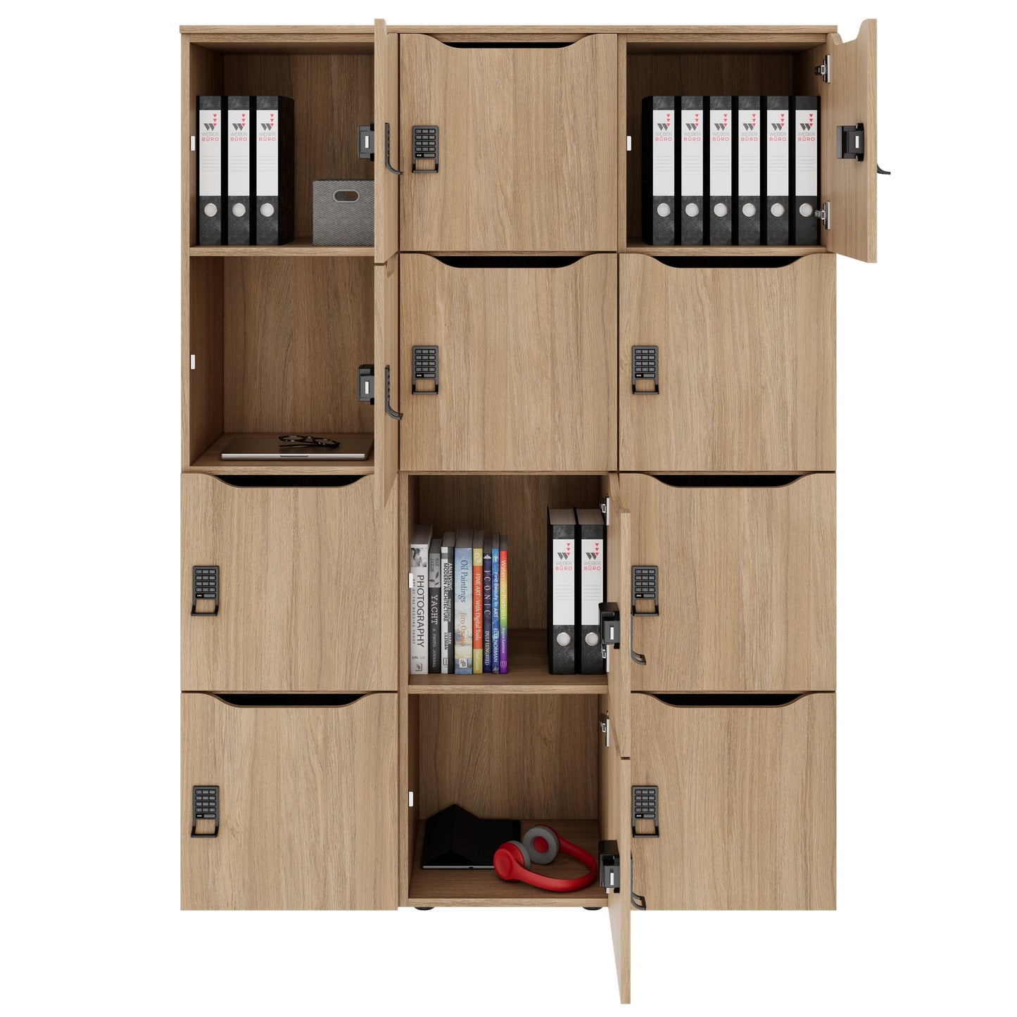 CHOICE Spind | 1353 x 1836 mm, 12 Schließfächer, Bernsteineiche