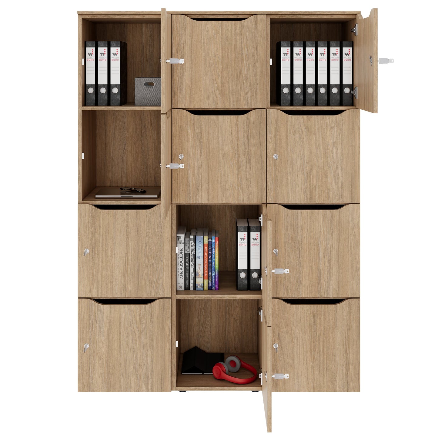 CHOICE Spind | 1353 x 1836 mm, 12 Schließfächer, Bernsteineiche