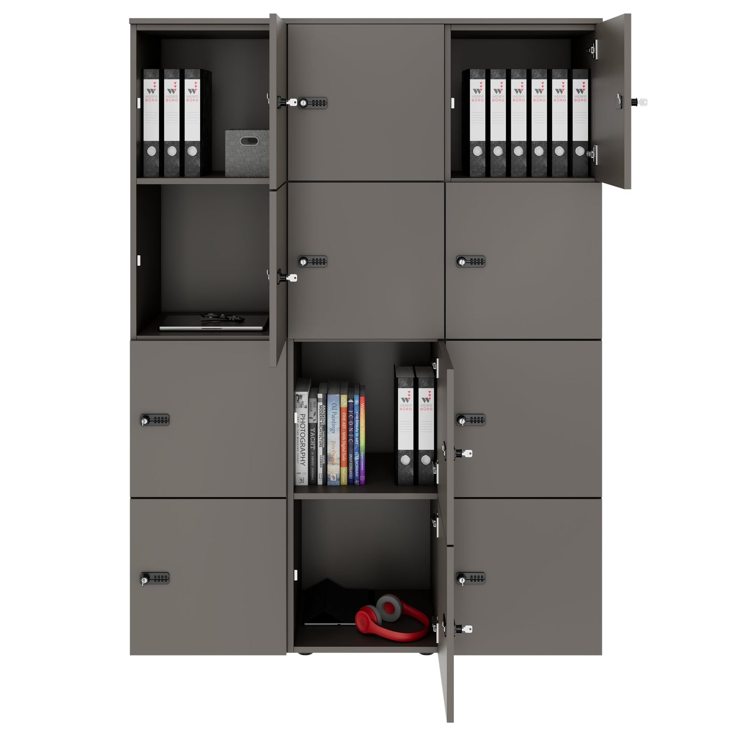 CHOICE Spind | 1353 x 1836 mm, 12 Schließfächer, Cubanitgrau