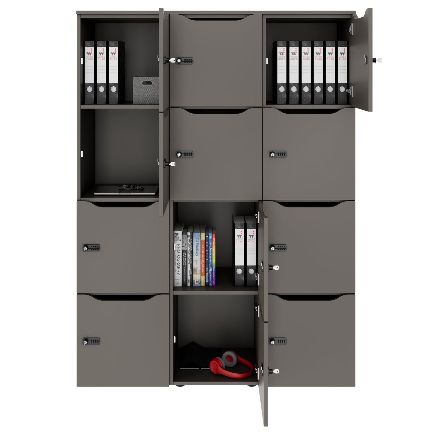 CHOICE Spind | 1353 x 1836 mm, 12 Schließfächer, Cubanitgrau