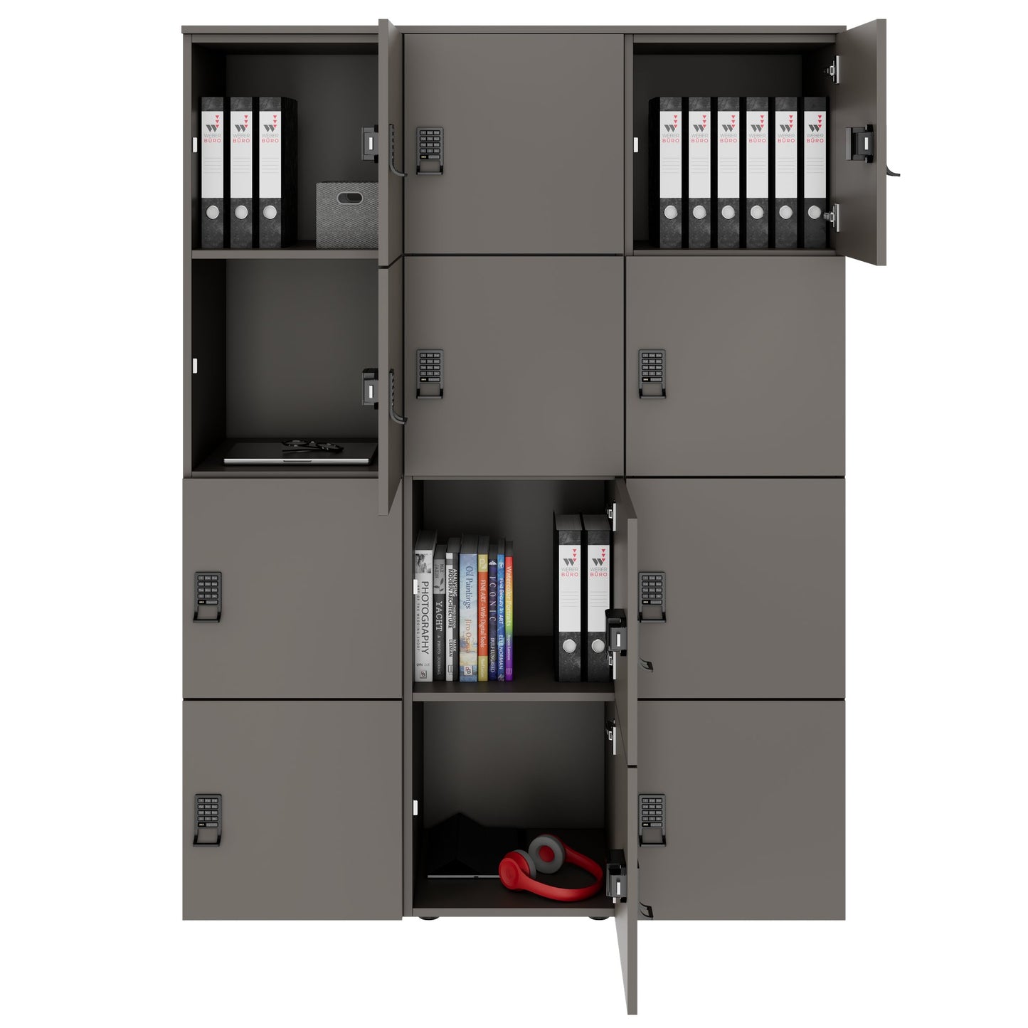 CHOICE Spind | 1353 x 1836 mm, 12 Schließfächer, Cubanitgrau