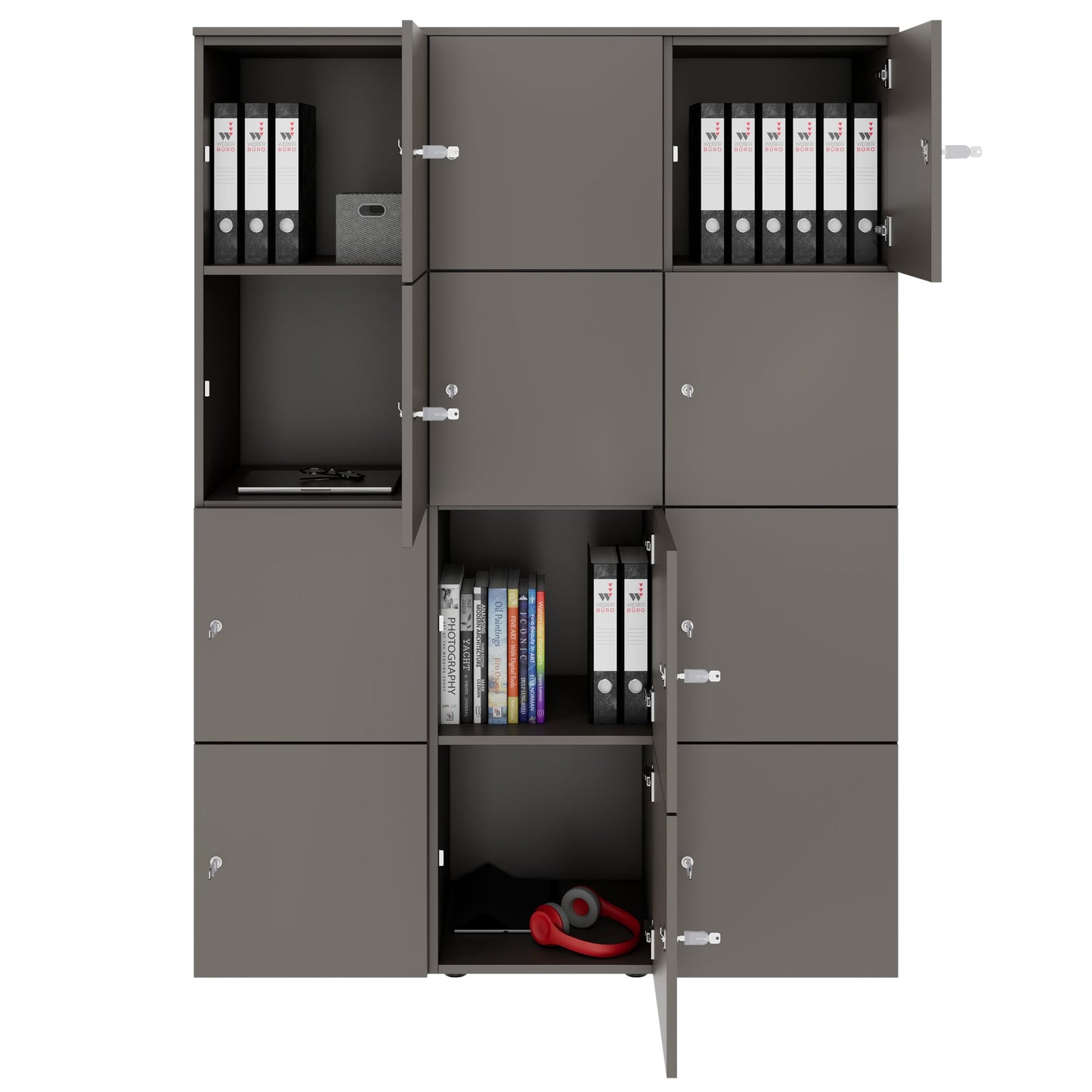 CHOICE Spind | 1353 x 1836 mm, 12 Schließfächer, Cubanitgrau