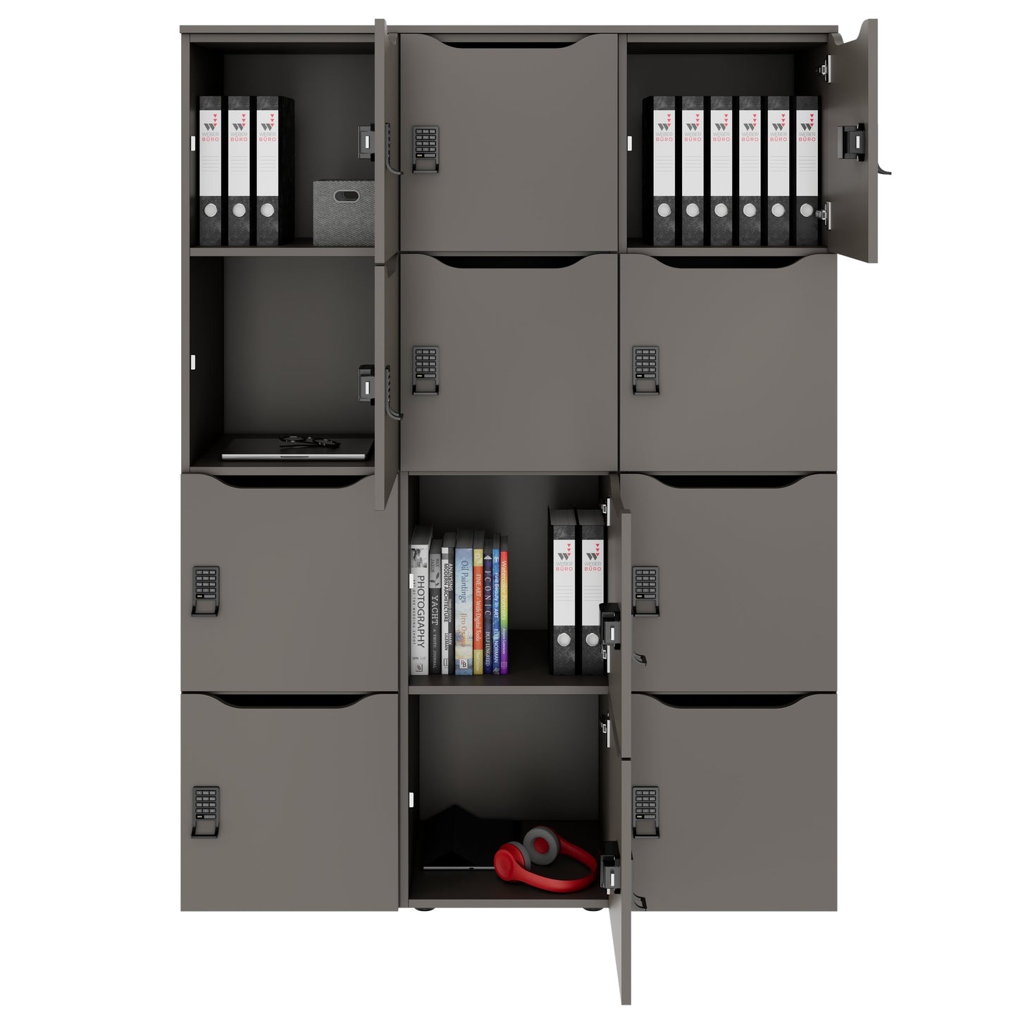 CHOICE Spind | 1353 x 1836 mm, 12 Schließfächer, Cubanitgrau