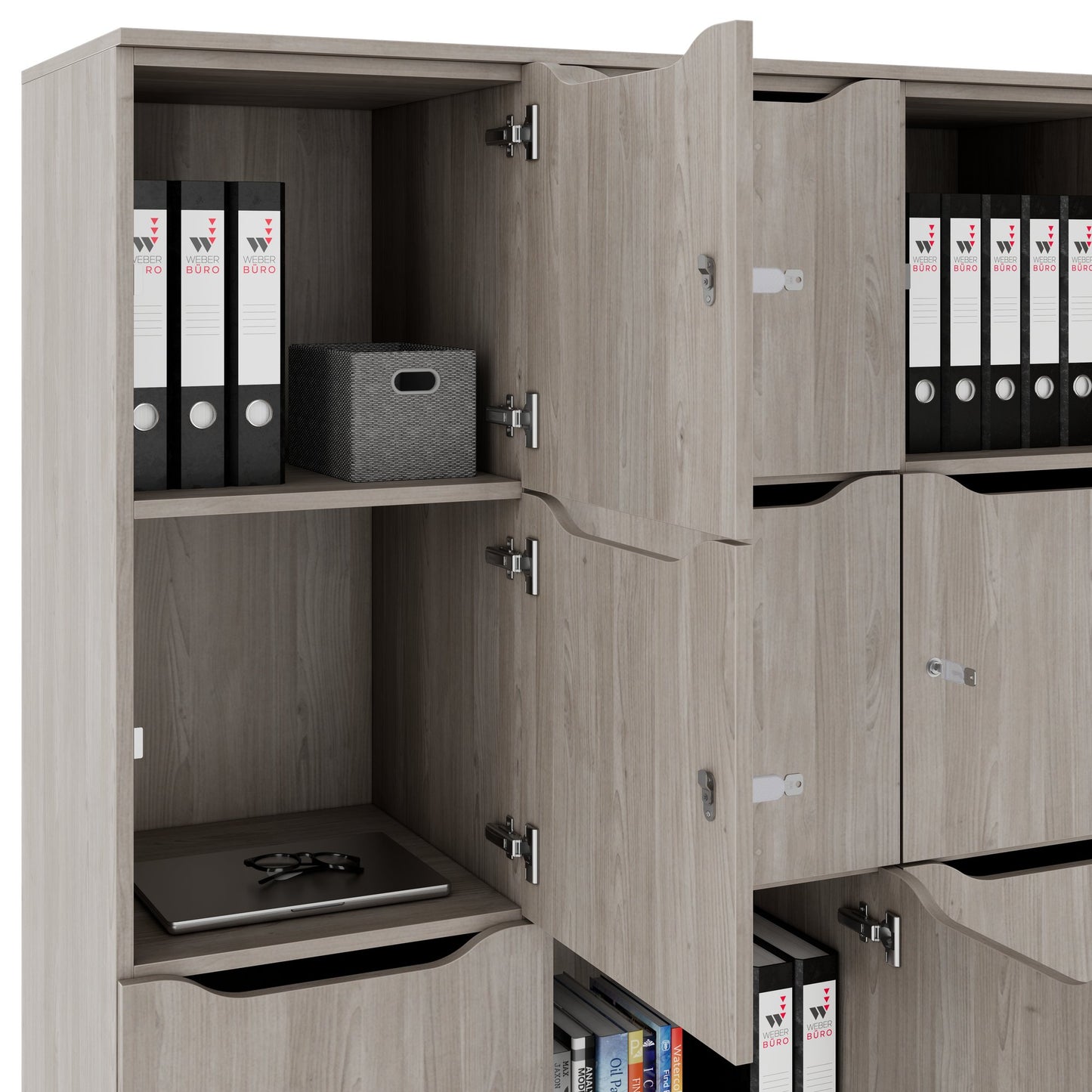 CHOICE Spind | 1353 x 1836 mm, 12 Schließfächer, Nordeiche grau